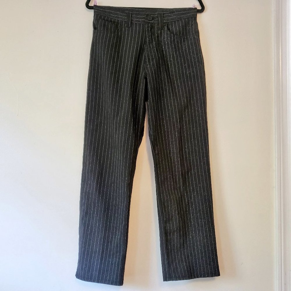 Vintage 90's Y2K Hot Topic Black Sparkle Pinstripe Pants 30x30